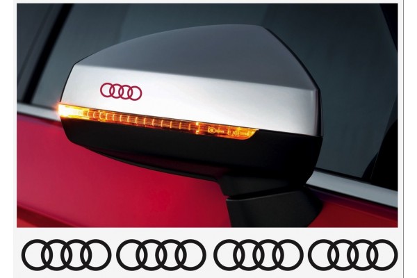Aufkleber passend für Audi Ringe Felgen- Bremssattel- Spiegel Aufkleber - 4 Stück im Set 40mm