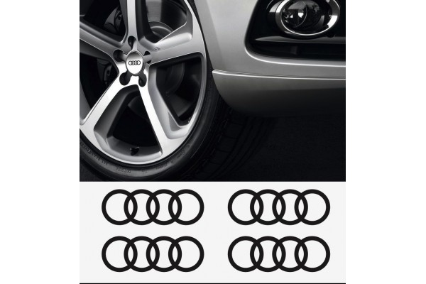 Aufkleber passend für Audi Ringe Felgen- Bremssattel- Spiegel Aufkleber - 4 Stück im Set 60mm