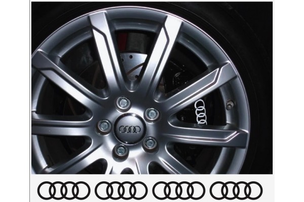 Aufkleber passend für Audi Ringe Felgen- Bremssattel- Spiegel Aufkleber - 4 Stück im Set 80mm