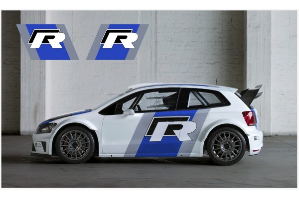 Decal to fit VW Polo R WRC style GTI side decal kit (Gray - Blue - White - Black)