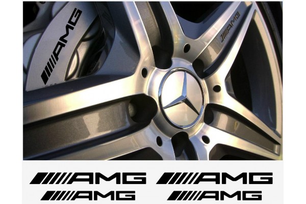 Decal to fit AMG Mercedes brake caliper decal - 4 pcs in Set - neu logo
