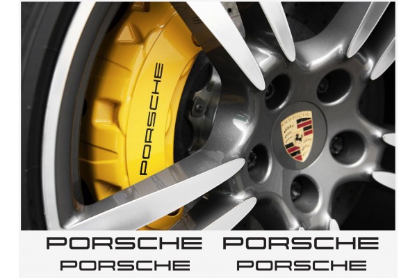 Aufkleber passend für Porsche Felgen- Fenster- Bremssattel- Spiegel Aufkleber – 4 Stück 100mm + 120mm