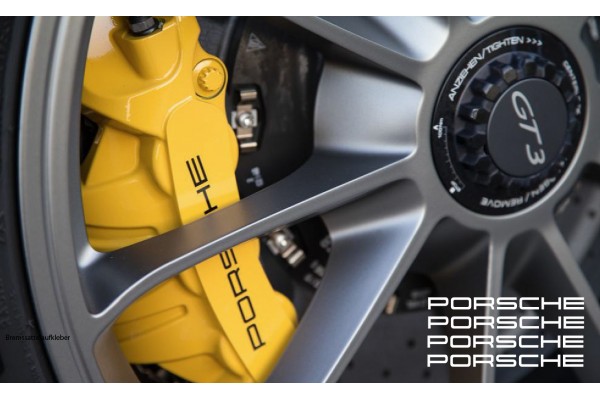 Aufkleber passend für Porsche Felgen- Fenster- Bremssattel- Spiegel Aufkleber – 4 Stück 110mm