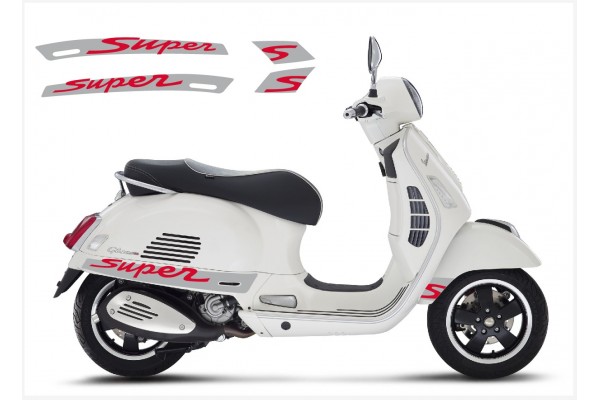 Decal to fit Vespa GT GTS Super Sport side decal Super V3 (silver – red)
