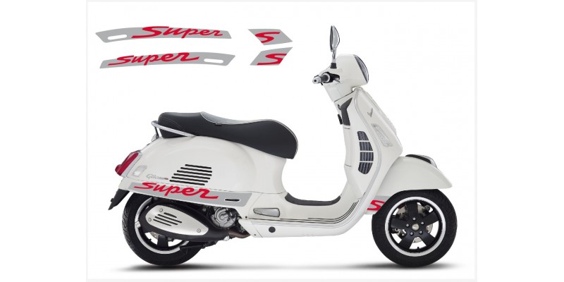 Decal to fit Vespa GT GTS Super Sport side decal Super V3 (silver – red)