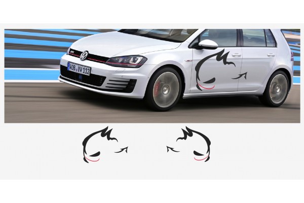 Decal to fit VW Evil Rabbit Racing side decal 110cm 2pcs. set