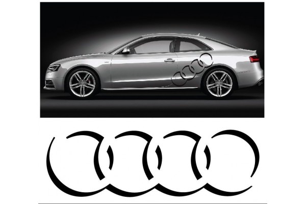 Aufkleber passend für Audi Ringe 80cm - 200cm Seitenaufkleber Aufkleber Satz