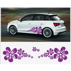 Aufkleber passend für Audi A1 Seitenaufkleber Aufkleber Satz Blume Flower Power Lavandel