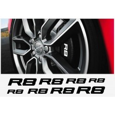 Aufkleber passend für Audi R8 Fenster- Bremssattel- Spiegel Aufkleber - 8 Stück im Set