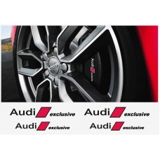 Aufkleber passend für Audi Bremssattel Aufkleber Audi exclusive 4Stk. Satz 120mm + 100mm