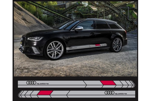 Aufkleber passend für Audi Quattro Seitenaufkleber Aufkleber Satz 200cm 2Stk. Satz