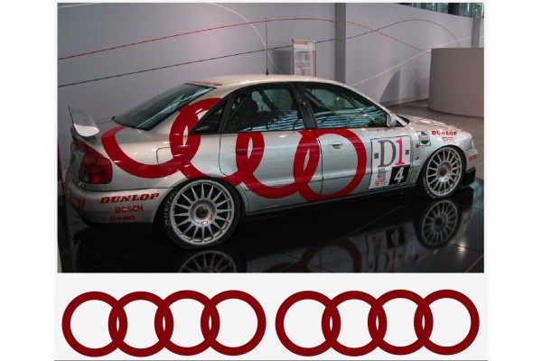 Aufkleber passend für Audi Ringe Seitenaufkleber Aufkleber Satz 225cm