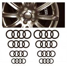 Aufkleber passend für Audi Ringe Fenster- Bremssattel- Spiegel Aufkleber - 8 Stück im Set