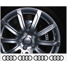 Aufkleber passend für Audi Ringe Felgen- Bremssattel- Spiegel Aufkleber - 4 Stück im Set 80mm