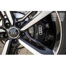 Aufkleber passend für Audi Ringe Bremssattel Felgen Spiegel Fenster Aufkleber 8 Stück 30mm - 17mm