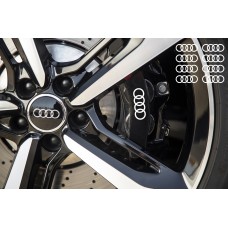 Aufkleber passend für Audi Ringe Bremssattel Felgen Spiegel Fenster Aufkleber 8 Stück 50mm