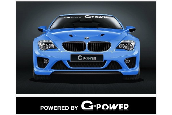 Aufkleber passend für BMW Powered by G Power Frontscheiben Aufkleber 950 mm / 1400 mm