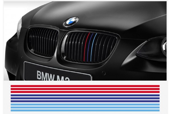 Aufkleber passend für BMW M Performance M Streifen Aufkleber Grill Kühlergrill 22cm 12Stk  Satz