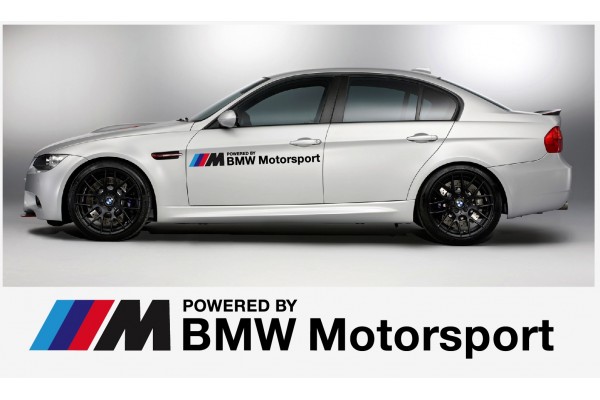 Aufkleber passend für BMW Powered by BMW Motorsport Aufkleber Seitenaufkleber 100cm 2Stk  Satz