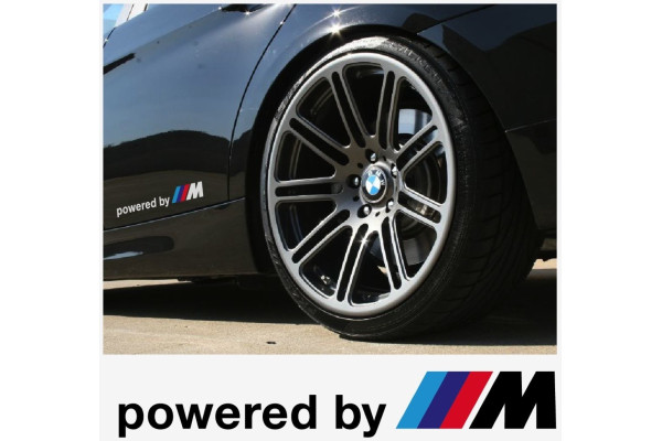 Aufkleber passend für BMW Powered by M Aufkleber Seitenaufkleber 200mm 2Stk  Satz