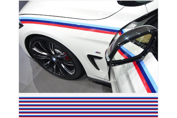 Decal to fit BMW M stripe decal pinstripe stripe 200cm x 30mm 6pcs. set
