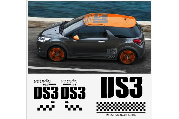 Aufkleber passend für Citroen Sport DS3 Dachaufkleber Seitenaufkleber Aufkleber Satz 5 Stk. Satz