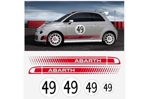 Aufkleber passend für Fiat 500 Assetto Corsa Aufkleber Abarth 6 Stk. Komplett Satz