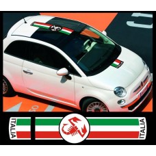 Aufkleber passend für Fiat 500 Italia Aufkleber Abarth Dachaufkleber Haubenaufkleber Satz