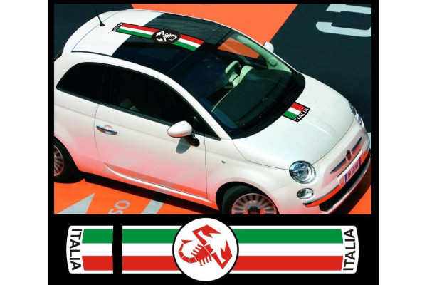 Aufkleber passend für Fiat 500 Italia Aufkleber Abarth Dachaufkleber Haubenaufkleber Satz