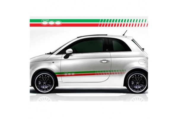 Decal to fit Fiat 500 side decal set green red