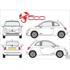 Decal to fit Fiat 500 Abarth Skorpio Skorpionen side decal 4 pcs. set