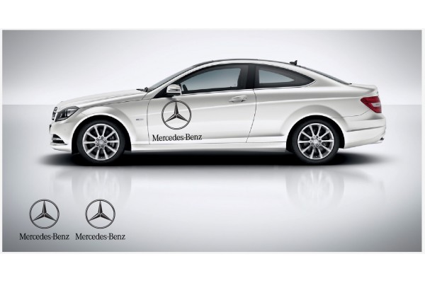 Aufkleber passend für Mercedes Benz Seitenaufkleber mir Stern logo 60cm 2Stk. Satz