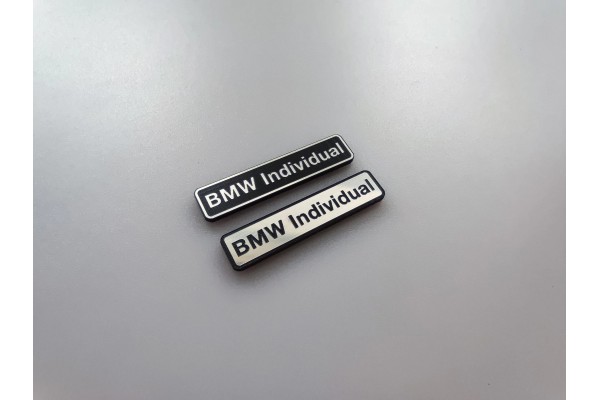 BMW Individual Badge: Silver/Black Plastic Interior Decal (4pcs)
