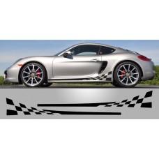 Aufkleber passend für Porsche Boxster Cayman 981 Checkered Side Stripe Vinyl Decal