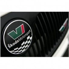 Aufkleber passend für Skoda Motorsport Emblem Aufkleber 2 Stk. Satz Ø 89 mm + Ø 79 mm
