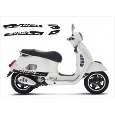 Aufkleber passend für Vespa GT GTS Super Sport Seitenaufkleber Super V3 (schwarz-weiss)