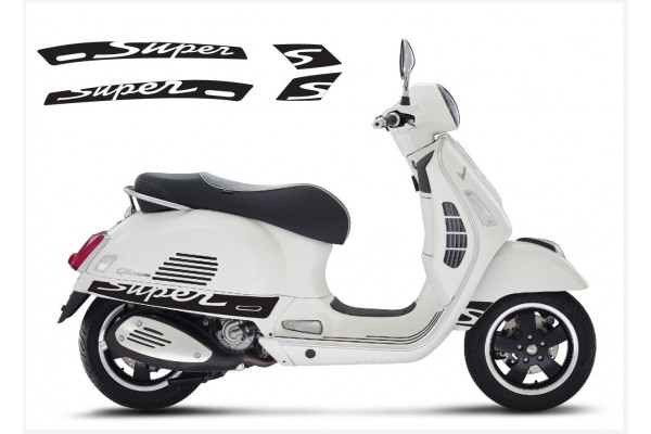 Decal to fit Vespa GT GTS Super Sport side decal Super V3 (black – white)