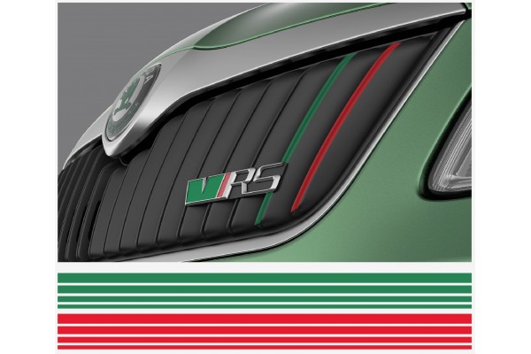 Decal to fit Skoda RS Motorsport Rally Stripe decal Grill- Dashboard- stripe set