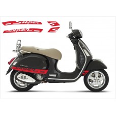 Aufkleber passend für Vespa GT GTS Super Sport Seitenaufkleber Super V2 2 (red)