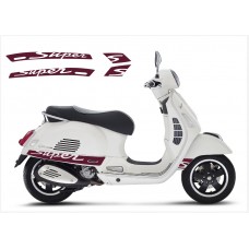 Aufkleber passend für Vespa GT GTS Super Sport Seitenaufkleber Super V2 (maroon)