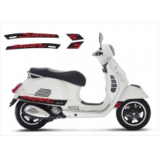 Aufkleber passend für Vespa GT GTS Super Sport Seitenaufkleber Super V3 2 (black – red)