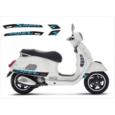 Decal to fit Vespa GT GTS Super Sport side decal Super V3 (black – blue)