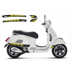 Aufkleber passend für Vespa GT GTS Super Sport Seitenaufkleber Super V3 (black – yellow)