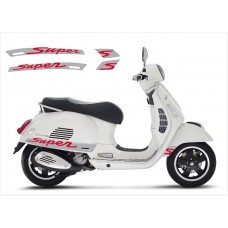 Aufkleber passend für Vespa GT GTS Super Sport Seitenaufkleber Super V3 (silver – red)