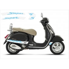 Decal to fit Vespa GT GTS Super Sport side decal Super V3 (white – blue)