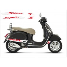 Aufkleber passend für Vespa GT GTS Super Sport Seitenaufkleber Super V3 (white – red)